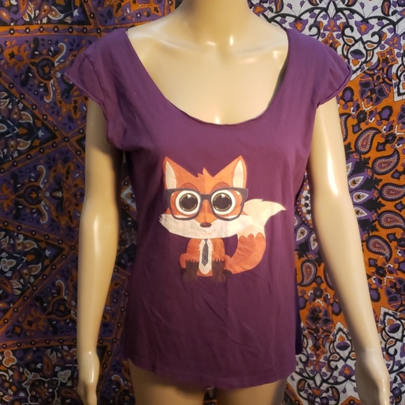 American Apparel Tops - American Apparel smart fox cap sleeve tee large American Apparel Tops - American Apparel smart fox cap sleeve tee large
